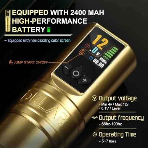 DKLAB New DK-W1 Pro Wireless Tattoo Gun Pen Kit Supply with Japanese Coreless Motor & 2 Pieces of 2400mAh Battery Power for Permanent Make Up Artists (Gray, 4.0mm Stroke)
