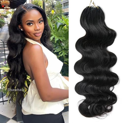Body Wave Crochet Human Hair Knotless Pre-Separated Braid Virgin Human Hair With String Pre-Looped Reusable Feather Crochet Hair Extensions 18Inch 60g 50Strands