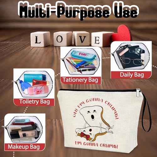 White Elephant Gag Gift for Her Girlfriend Wife from Husband Boyfriend Lover Gift Cosmetic Bag Oh! I'm Gonna Crumb Funny Romantic Gift for Women for Christmas Valentine's Day Anniversary Birthday