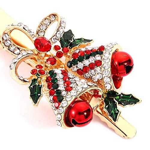 Christmas Hair Clips Hairpin Sparkling Rhinestone Christmas Tree Bells Snowflake Reindeer Hair Barrette Xmas Holiday Party Alligator Hair Clips Hair Accessories For Woman(tree bells)
