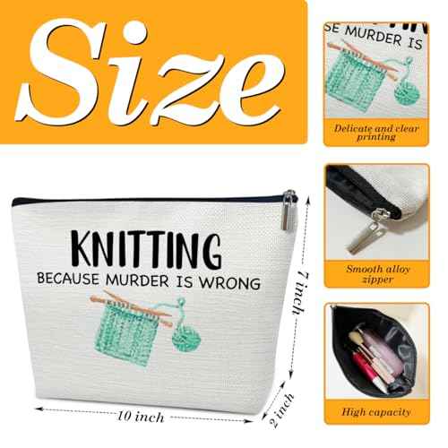 Funny Knitting Gifts Makeup Bag, Crocheting Gifts for Knitters Lovers, Women, Crocheter Supplies Stuff, Cosmetic Bag for Purse