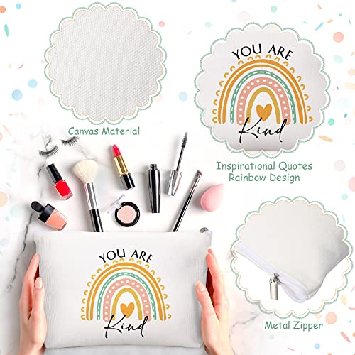 Sieral 60 Pcs Rainbow Inspirational Makeup Bag with Zipper Encouragement Cosmetic Bags