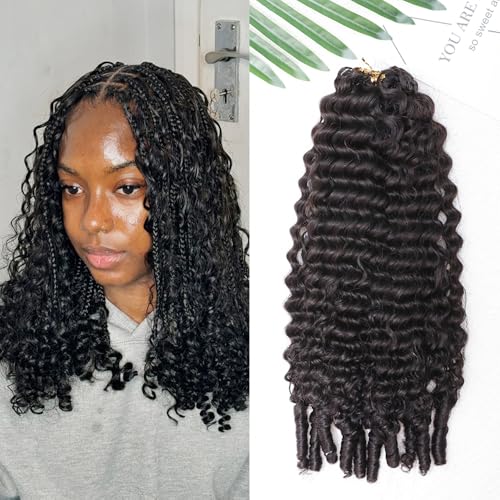 Feather Crochet Human Hair With Tight Curly Ends Invisible Knots Deep Curly Crochet Human Hair Extensions Knotless Pre-Separated 16inch 60g