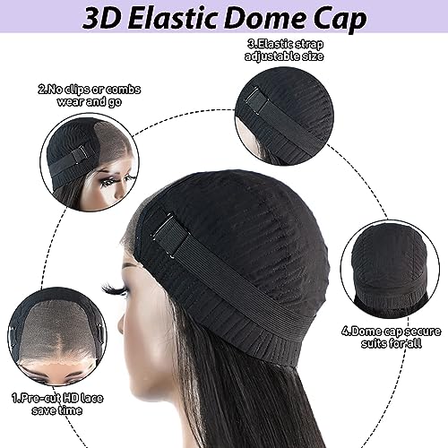 24Inch Wear and Go Glueless Wigs Human Hair Body Wave 6x4 HD Lace Front Human Hair Wigs for Beginneers Headband Wig Human Hair Pre Plucked Lace with Baby Hair 180% Denisty