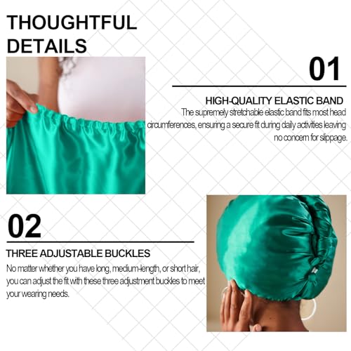 PROMEED Hydrating Silk Hair Wrap with Hyaluronic Acid, 100% 23 Momme Mulberry Silk Turban for Dry Hair and Frizzy Hair, Grade 6a+ Silk Bonnet for Hair Moisturizing Treatment (EMERALD GREEN)