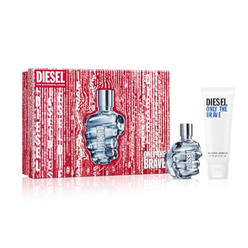DIESEL Only The Brave EDT - Mens Fragrance Gift Set - Lemon, Violet Leaves Accord, Leather Accord - Long Lasting - 2-Piece Set Includes Full Size Fragrance 1.7 Oz + Shower Gel 2.5 Oz