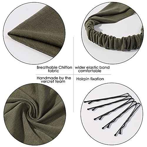 6 Pack Hair Scarf Headband for Women Elastic Bandana Head Scarf Large Boho Triangle Kerchief with Clips Non Slip Scarves