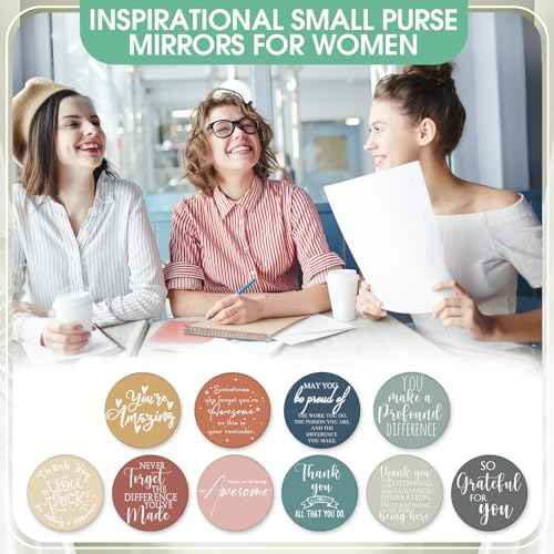 Kigley 50 Pcs Inspirational Compact Mirrors Bulk Employee Appreciation Gifts Round Pocket Mirror for Women Portable Makeup Mini Mirror for Coworker Vet Tech Week Nurse Medical Assistant Christmas