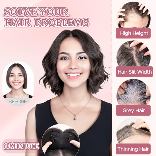 SEGO Human Hair Topper Double-Layer Hand-Stitched Thinning Hair Toppers for Women 360¡Æ3D Coverage Toppers Hairpieces Add Volume,11inch #04 Chocolate Brown,20g