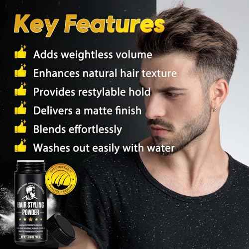 Hair Styling Powder - Volumizing Texture Powder for All Hair Types - Matte Finish, 24 Hour Hold, Adds Volume, Non-Sticky Formula, Light Scent - 30g