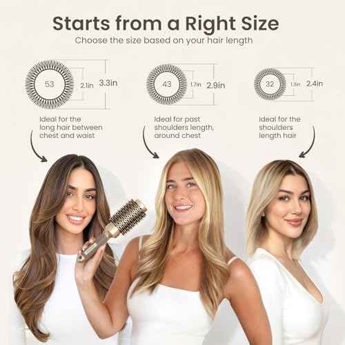 AIMIKE Round Brush for Blow Out, Medium Round Hair Brush Nano Thermal Ceramic & Ionic Tech, for Blow Drying & Styling, Curling and Shine - 2.9 inch Barrel w/Boar Bristles