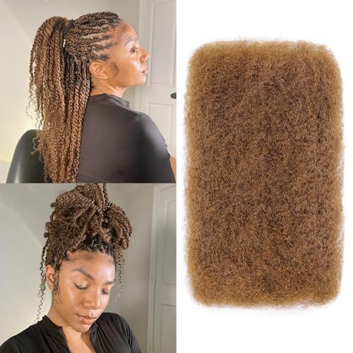 BLL Afro Kinkys Bulk Human Hair-100% Human Hair for Mini Twist Braiding Dreadlock Loc Extensions Afro Kinky Curly Hair Bulk Black Color (30#, 22 Inch Pack Of 1)