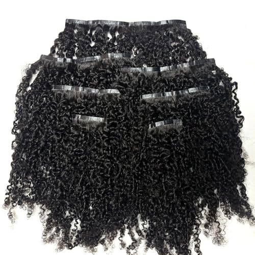 Kinky Curly Clip in Hair Extensions Real Human Hair Seamless PU Clip ins Hair Skin Weft 7pcs/set 120g 18inch for Black Women