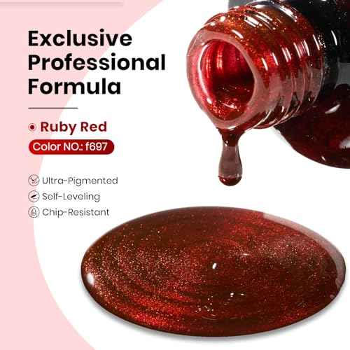 beetles Gel Polish Ruby Red Cat Eye Gel Nail Polish - 15ML Red Glitter Gel Polish Fall Nail Gel Magnetic Shimmer Effect Soak Off UV French Nail Art Design Salon DIY Manicure Gifts for Wome