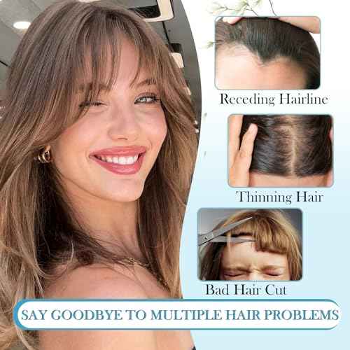 Clip in Bangs, Wispy Bangs Hair Clip,Natrual Fake Bangs Fringe with Temples Hairpieces for Women Clip on Faux Bangs Hair Extensions for Daily Wear Light Blonde Mix Bleach Blonde