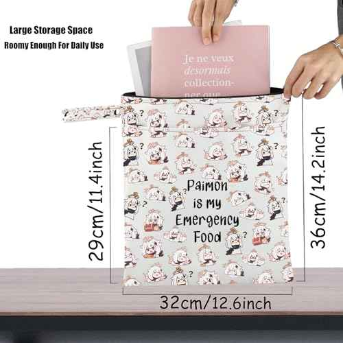 JXGZSO Anime Inspired Novelty Cosmetic Bag Paimon is my Emergency Food Traveller Gift Anime Lover Gift