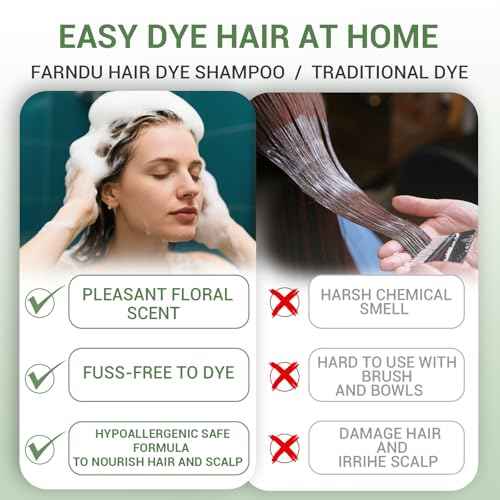 Light Brown Hair Dye Shampoo for Women Men, Instant Gray Hair Coverage Natural Herbal Hair Color Shampoo 3 In 1 champu para canas