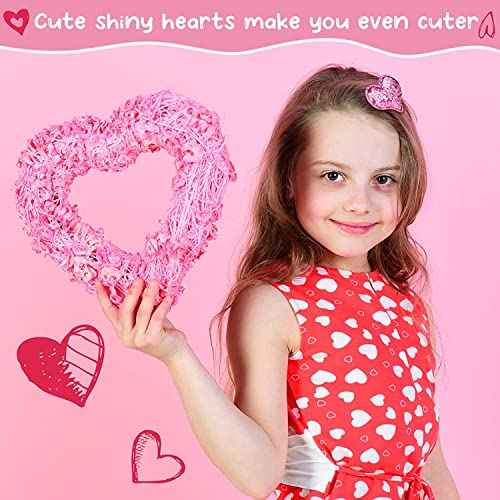 9 Piece Heart Hair Clips & Barrettes, Glitter Sequin Heart Hairpins for Girls in Three Colors, Valentine's Day Themed Party