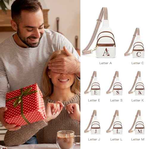 Christmas Birthday Gifts for Women Mom Wife Crossbody Bags Sling Bag Fanny Packs for Women with Initial Chest Bag