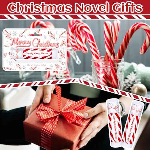 30 Pack Christmas Candy Cane Peppermint Lip Balms Bulk Peppermint Flavor Scented Lip Balms Favors Christmas Party Gifts Stocking Stuffers for Women Men Staffs Employee Coworkers Homeless