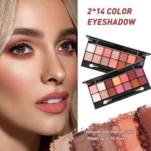 makeup sets for women,Professional Makeup Kit with Eyeshadow Palette,Brushes Set, Foundation, Lip Gloss, Travel Bag, Complete Beauty Set (Pink bag)