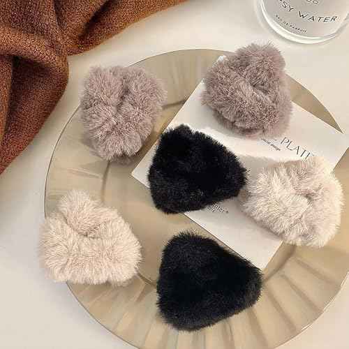6 PCS Cat Ears Hair Claw Clips 2 Inch Small No-Slip Fuzzy Triangle Hair Clips for Women and Girls