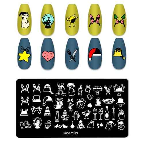 DANNEASY 6 Pieces Christmas Nail Stamping Plate Nail Stamps Nail Stencils Nail Art Stamping Kit Snowflake Plates for Nails Design Manicure Template Tools Acrylic Nail Accessories