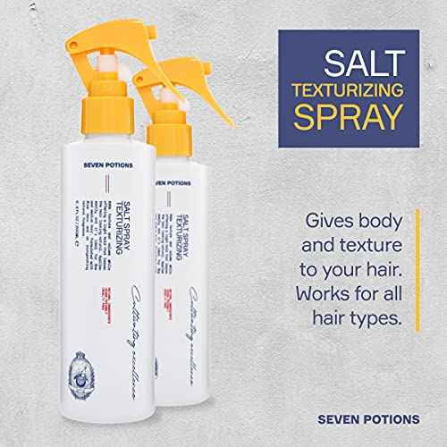 SEVEN POTIONS Salt Spray for Men ? Hair Texture Spray with Matte Finish & Grit ? Volumizing Pre-Styler for Beach Waves ? Water-Based, Quick-Dry, Non-Sticky ? Vegan, Cruelty-Free ? 6.8 fl oz