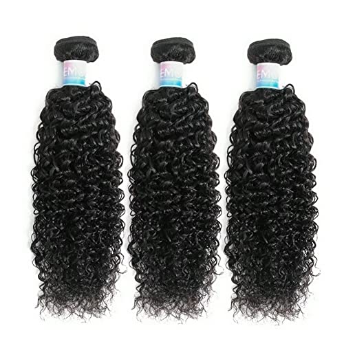 EMOL Hair Hair Extensions, 3 Kinky Curly Bundles, 14" Human Hair, Full Head, Natural Black, Weave, Virgin, Can Be Dyed, 300g, 3 Bundles