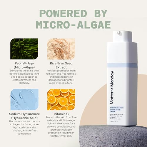 Anti-Blue Light Brightening Serum - Digital Screen Protection Face Serum with Antioxidants - Anti-Aging Skin Brightening for Dark Spots & Firmness