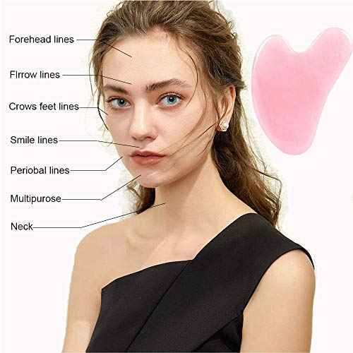 Ditind Rose Quartz Gua Sha Facial Tools, GuaSha for Toxins/Prevents Wrinkles for Spa Acupuncture Therapy Trigger Point Treatment