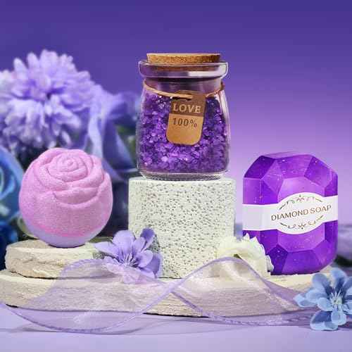 Christmas Gifts for Women, Birthday Gifts for Women, Christmas Gifts for Mom Spa Gifts for Wife, Girlfriend, Sister Christmas Gift, Gift Set Idea for Her-Purple Gift Basket