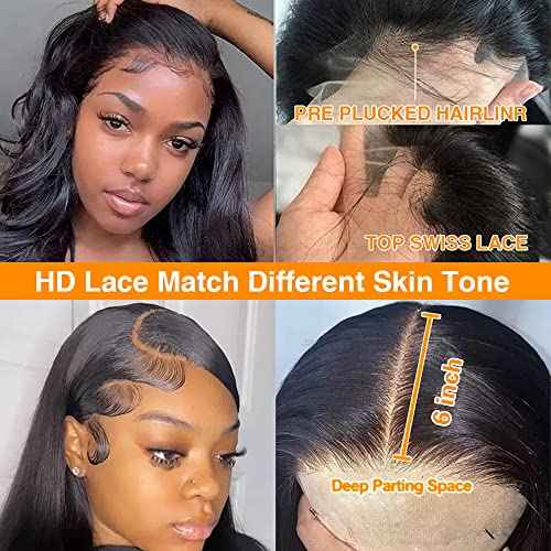 CHEETAHBEAUTY 13x6 Lace Front Wigs Human Hair 18Inch HD Transparent Lace Frontal Wigs 220% Density Brazilian Virgin Straight Human Hair Wigs for Women Pre Plucked with Baby Hair Natural Color