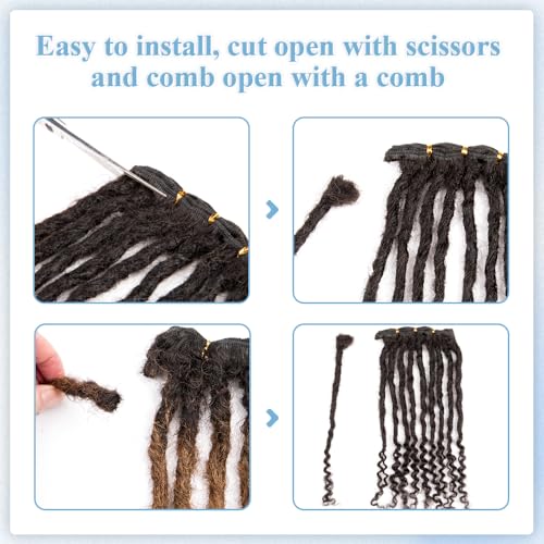 Originea 0.6cm 6-18 Inch 100% Human Hair Dreadlock Extensions Curly Ends Loc Extensions Human Hair For Women/Kids Handmade Permanent Loc Extensions Can Be Dyed Bleached Curled T27# 8 inch 30 Strands