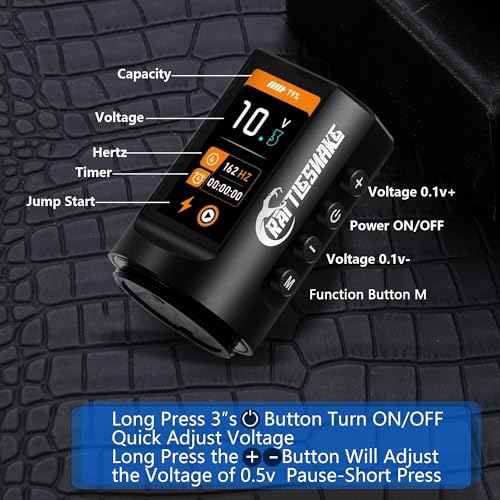 Rattlesnake Rotary Tattoo Machine Pen V4 Digital LED Display 4.2mm Stroke Length with Extra Battery