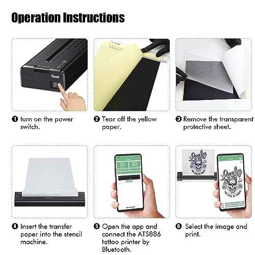 TATELF Tattoo Stencil Printer for tattooing with 15pcs Transfer Paper Portable Tattoo Transfer Stencil Thermal Machine Wireless