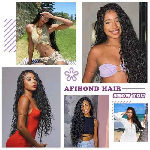 Human Braiding Hair For Boho Braids Deep Water Wave Bulk Human Hair for Braiding 12A Wet and Wavy Curly 100% Human Hair Extensions 3 Bundles 110g Natural Color 20inch
