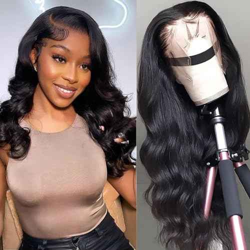 Body Wave Lace Front Wigs Human Hair Wide Lace 180 Density Human Hair Wigs 13x4 Human Hair Lace Front Wigs Pre Plucked 20 Inches Natural Color