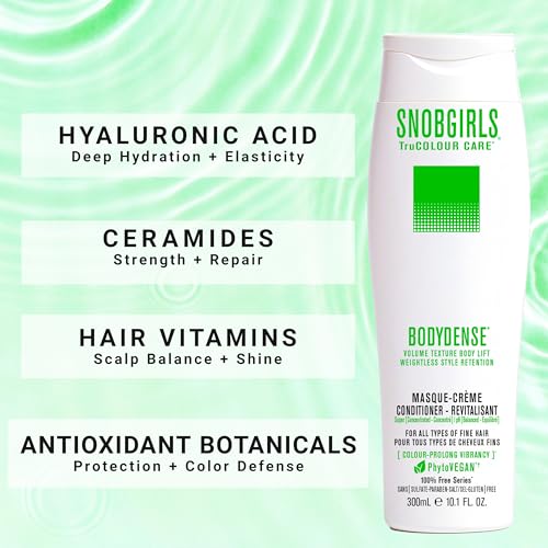 Volumizing Conditioner for Fine or Limp Hair ? Lightweight, Vegan, Color Safe Formula with Ceramides & Botanical Oils ? Adds Volume, Bounce & Shine ? SNOBGIRLS BODYDENSE ? 33.8 fl oz