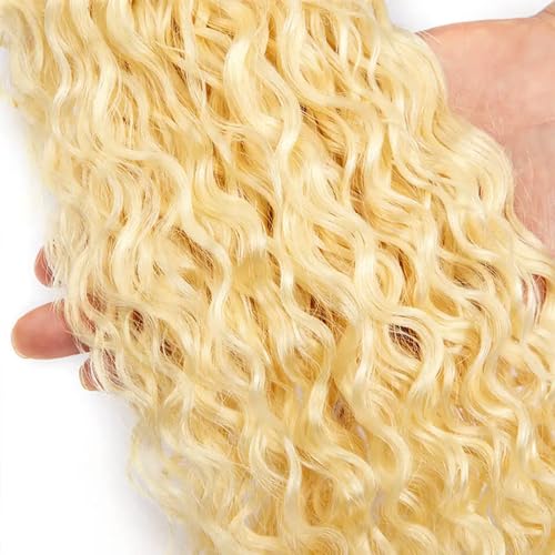24 26 28 inch 613 Deep Wave Bundles Human Hair Blonde Bundles Double Weft Brazilian Virgin Remy Hair Extensions Soft And Silky Blonde Deep Wave Bundles Human Hair 613 Bundles