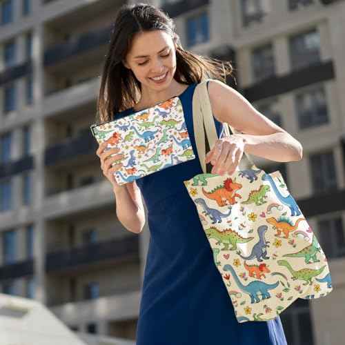 Dog Dinosaur Whale Shark Butterfly Mushroom Chicken Corgi Cat Gifts Canvas Tote Bag Makeup Bag for Women Birthday