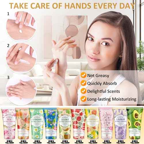 64 Pack Moisturizing Hand Cream Set, Christmas Gifts for Women, Bulk Hand Lotion Travel Size for Dry Cracked Hands, Mini Hand Cream for Mom Gifts, Stocking Stuffers, Thank You Gifts