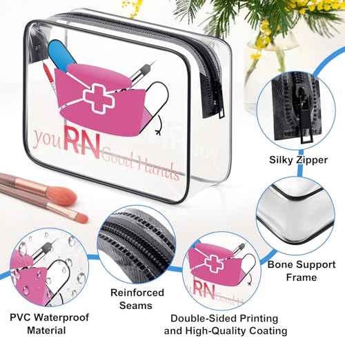 RN Makeup Bag Nurse Gifts for Women Nurses Week Gifts Nurse Birthday Gift for Sister Friends Mom Clear Cosmetic Bag Christmas Graduation Gift for Nurses Practitioner Registered Nurse RN Toiletry Pouch