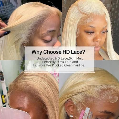 613 Blonde 5x5 Lace Closure Human Hair 613 Closure Pre Plucked With Baby Hair Blonde Color Brazilian Virgin Straight Hair Invisible Lace Frontal Closure Free Part (5x5 613 Lace Closure, 20 Inch)