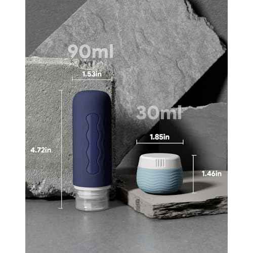 Yinke Silicone Cream Jars, TSA Approved Travel Size Containers, Leak-proof Travel Essentials/Accessories with Lid for Cosmetic Face Body Cream (4 Pack)