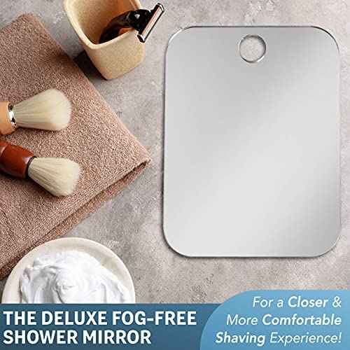 Shave Well Deluxe Anti-Fog Shaving Mirror | Fogless Hanging Bathroom Shower Mirror with Handheld Option for Men and Women | Includes Long-Lasting Removable Adhesive Hook for Wall