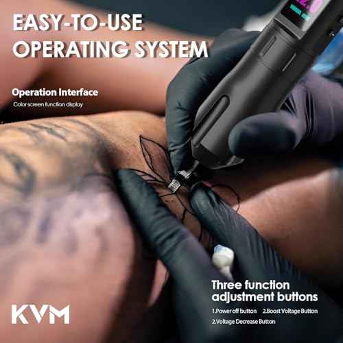 KVM large IPS Screen Tattoo Kit Wireless 1800mAh Suitable for Professionals Kits £¨Tattoo ink are for tattoo practice use only£©