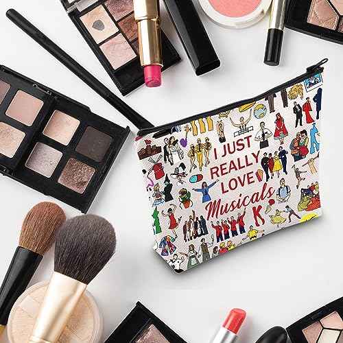 G2TUP Theatre Musical Lover Gift I Just Really Love Musicals Makeup Bag Music Fan Cosmetic Bag Musicals Merchandise (I Just Really Love Musicals MB)