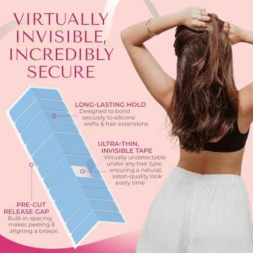 Hair Extension Tape (144 Tabs) Hair Tape for Hair Extensions, Tape in Tape Replacement, Tape in Extensions. Extension Tape for Tape Ins, Tape In Tape, 1.6 x 0.3 Inch Pre Cut Tabs