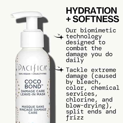 PACIFICA Beauty, Coco Bond Damage Care Leave-In Repair Mask Treatment, Dry & Damaged Hair from Bleach, Color, Chemical Services, Chlorine, & Heat, Coconut, Vegan